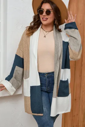 Plus Size Colorblock Knit Cardigan