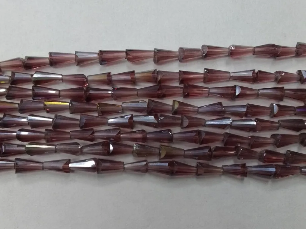 Purple Conical Crystal Glass Beads (Wholesale)