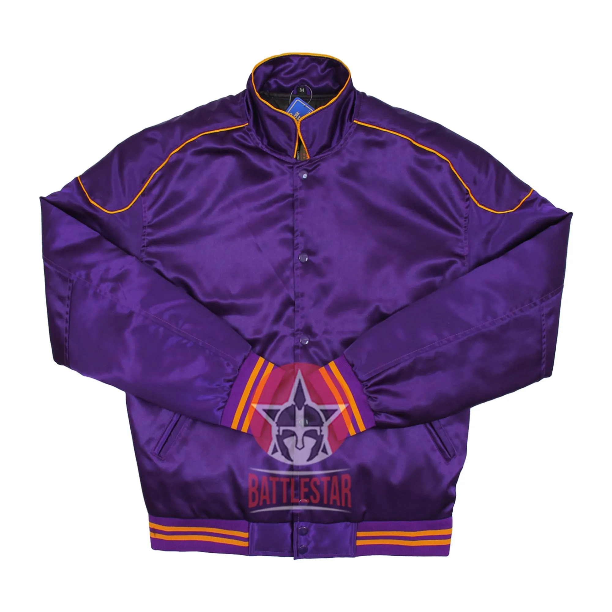 Purple Satin Varsity Letterman Bomber Baseball Jacket