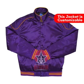 Purple Satin Varsity Letterman Bomber Baseball Jacket