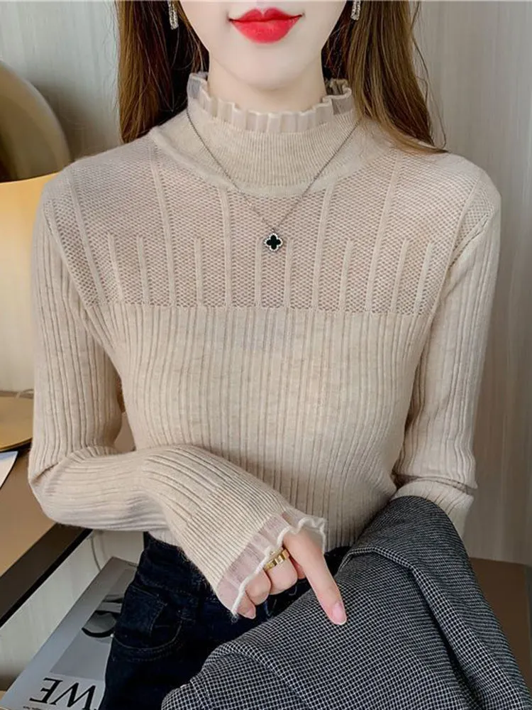 Rachel Lace Mock Neck Women Sweater