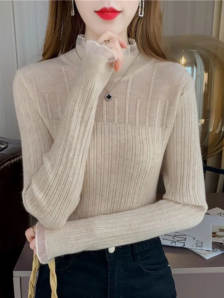 Rachel Lace Mock Neck Women Sweater