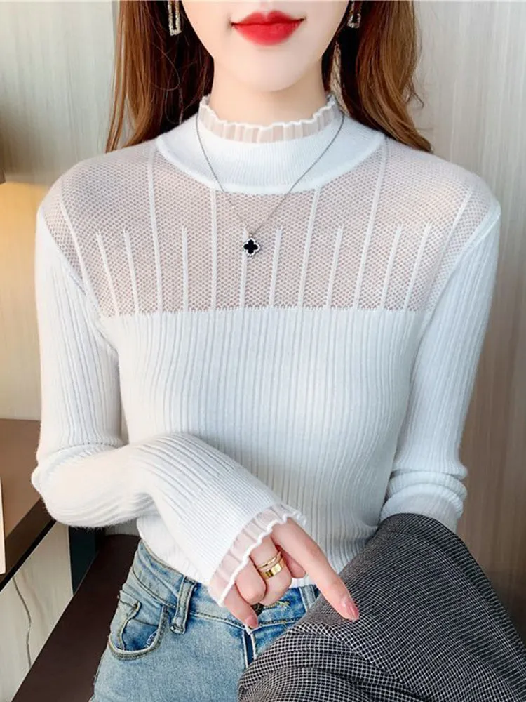 Rachel Lace Mock Neck Women Sweater