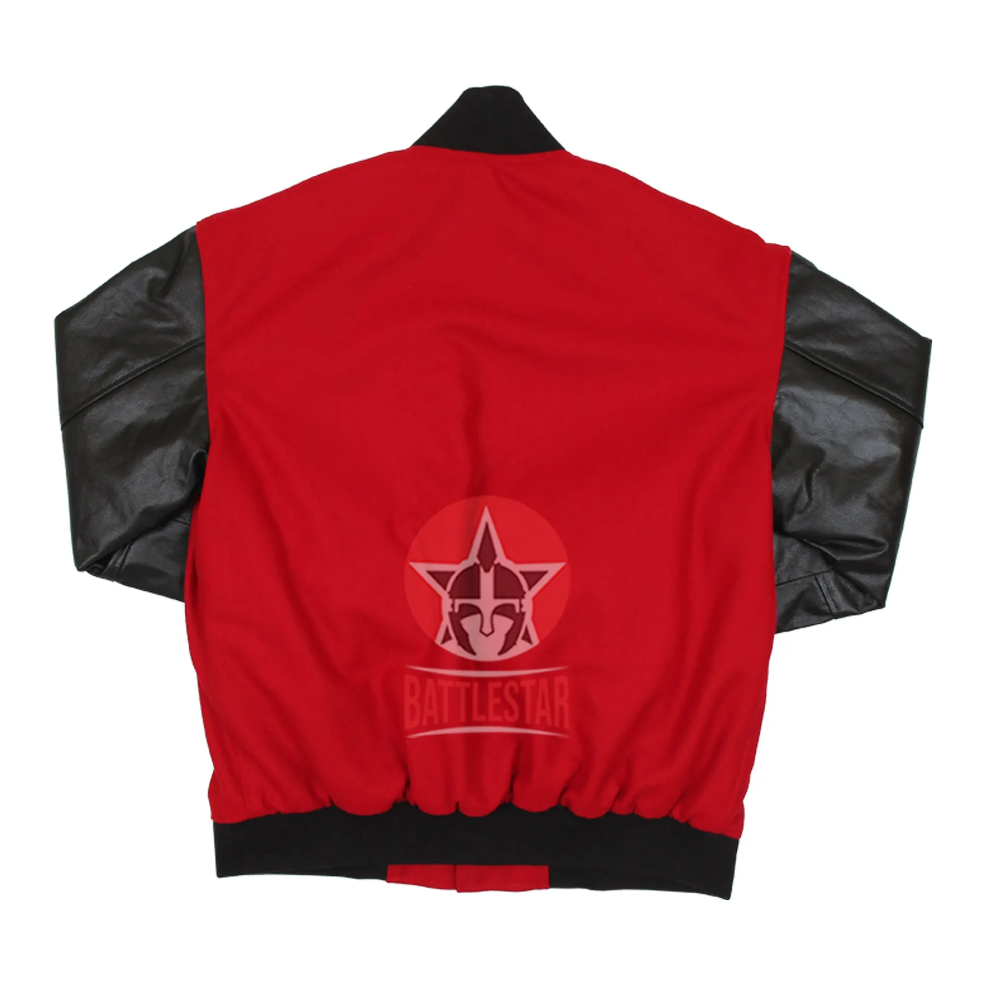 Red Wool Black Leather Baseball Bomber Letterman Varsity Jacket