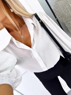 Sleek Shimmering White Office Shirt