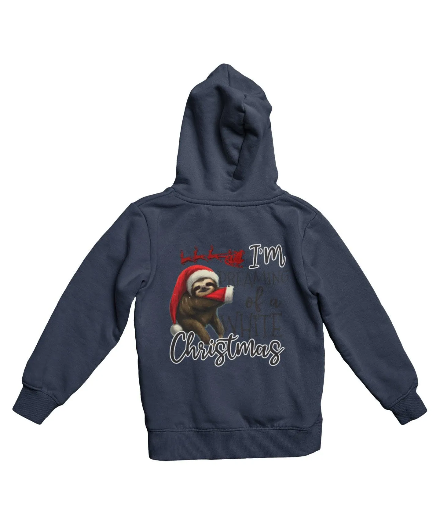 Sloth Dreaming Of A White Christmas Back Printed Sloth Hoodie