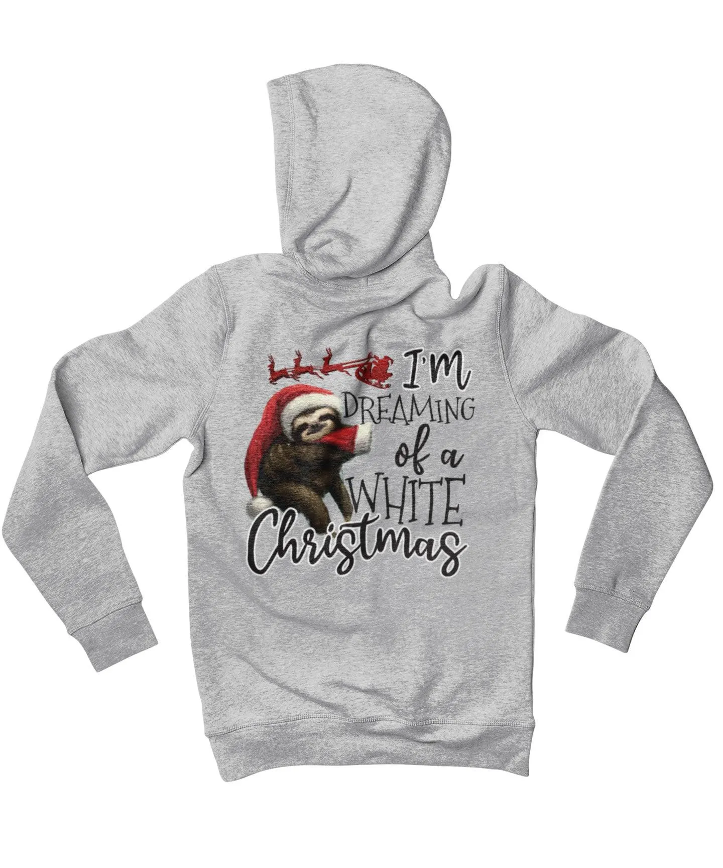 Sloth Dreaming Of A White Christmas Back Printed Sloth Hoodie