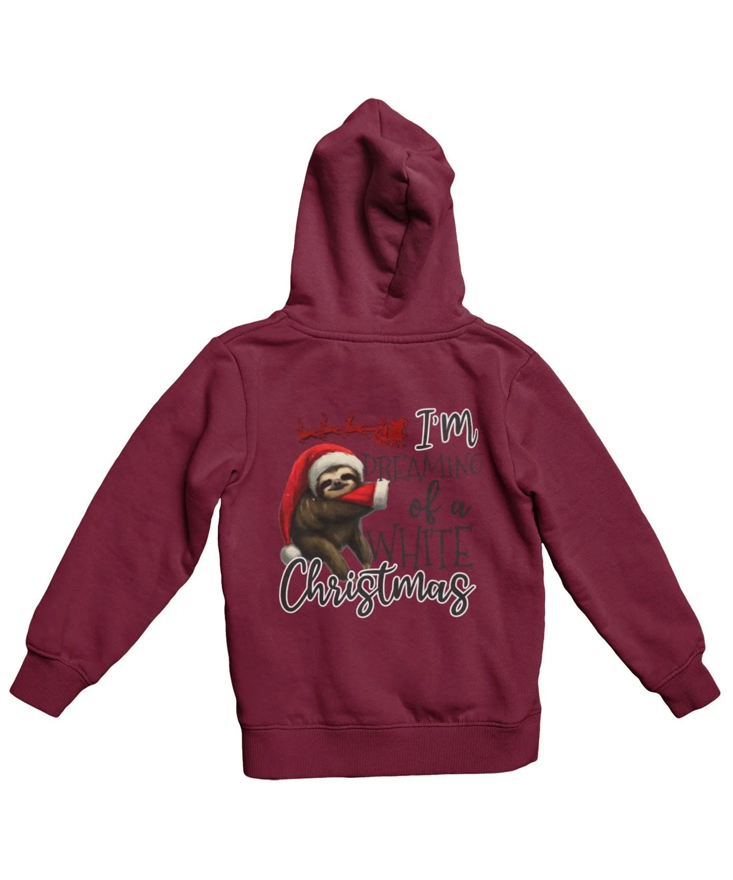 Sloth Dreaming Of A White Christmas Back Printed Sloth Hoodie