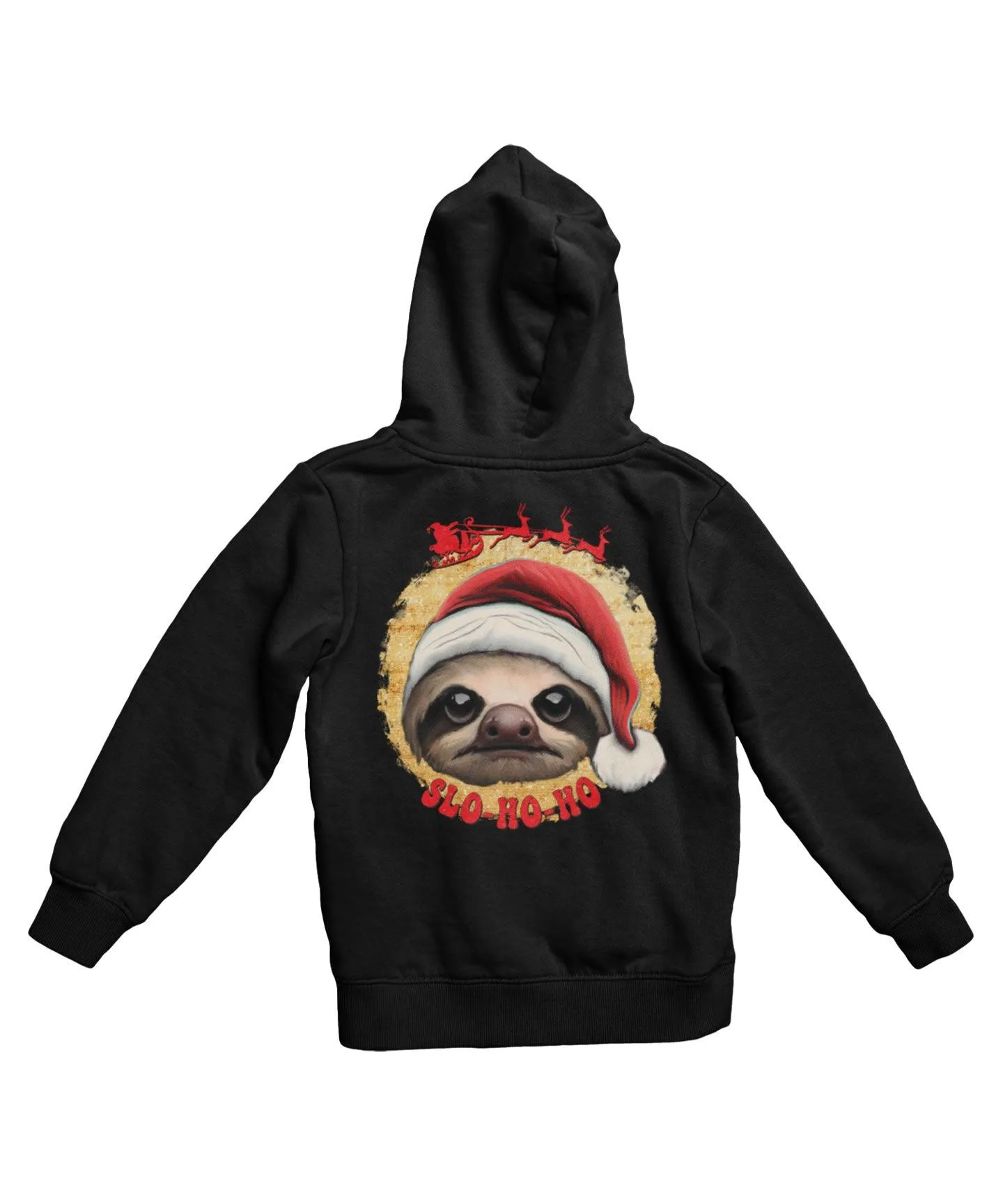 Sloth Ho Ho Ho Christmas Back Printed Hoodie