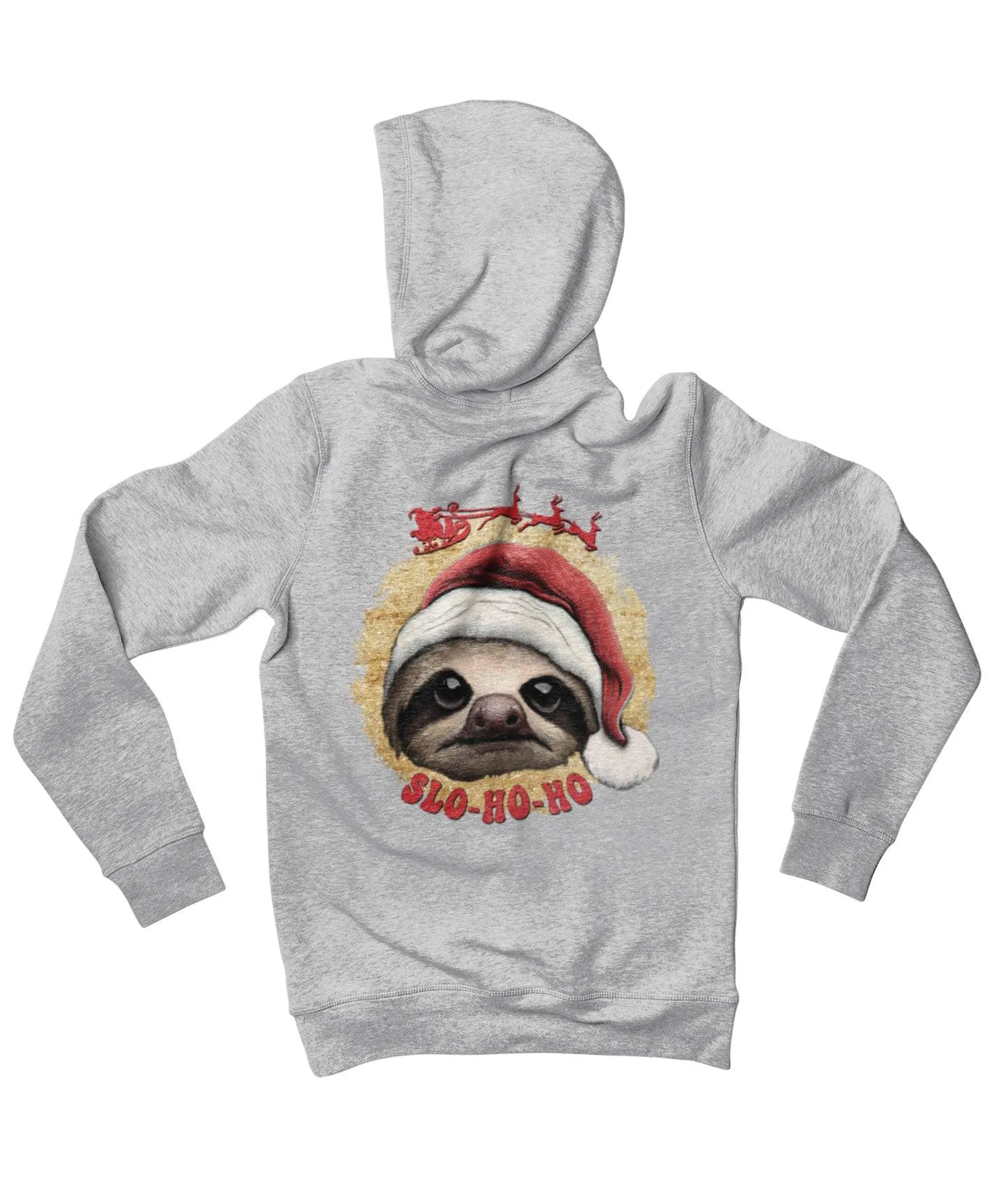 Sloth Ho Ho Ho Christmas Back Printed Hoodie