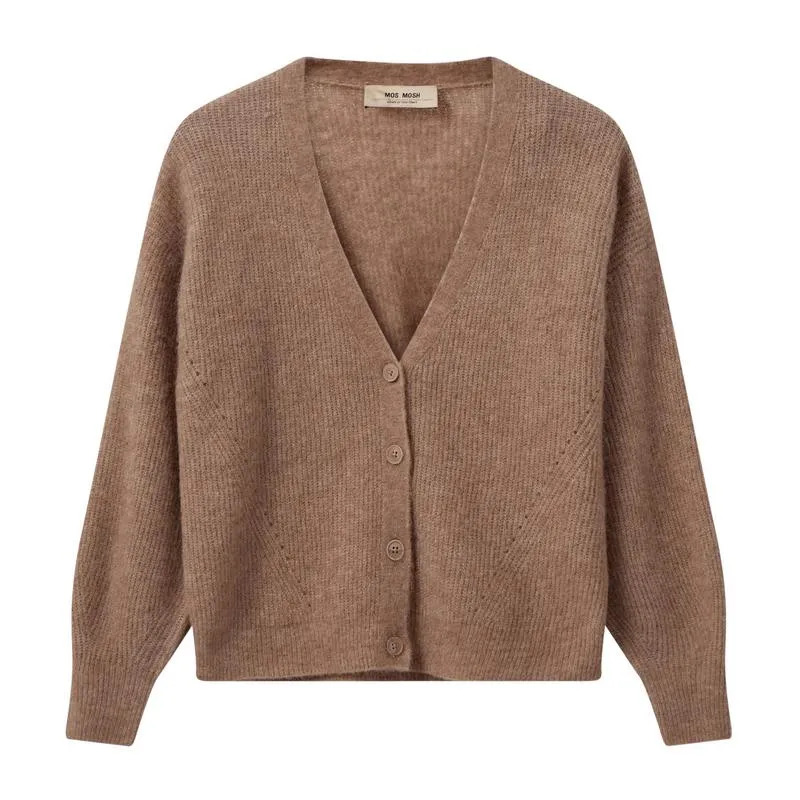 Thora V-Neck Knit Cardigan in Cinnamon Swirl