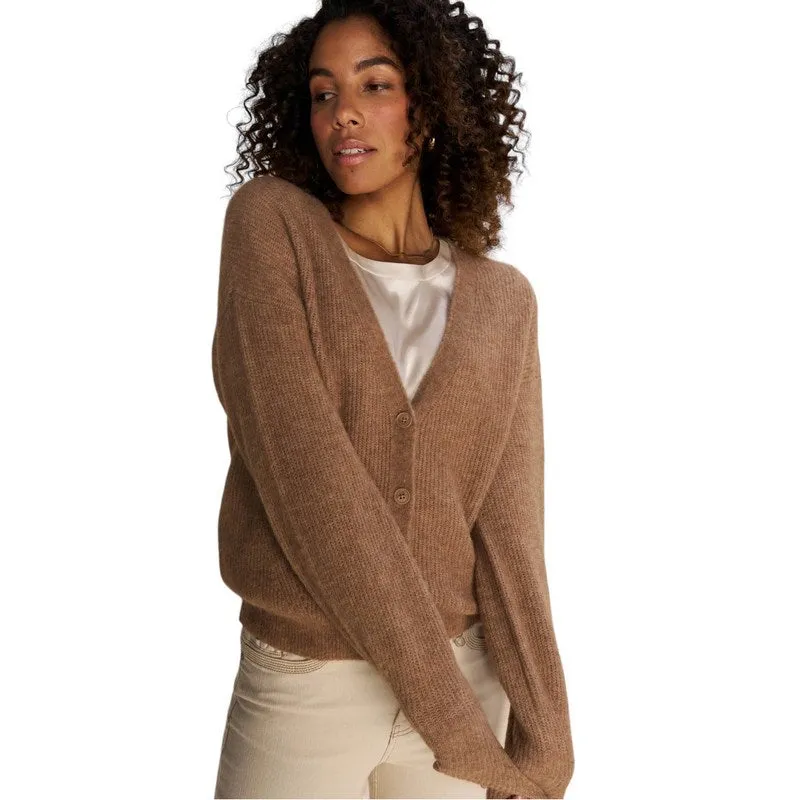 Thora V-Neck Knit Cardigan in Cinnamon Swirl