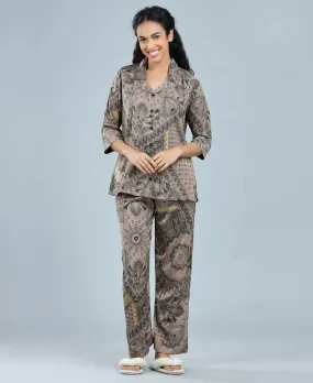 Velure Versatile Paisley Print Satin Night Suit