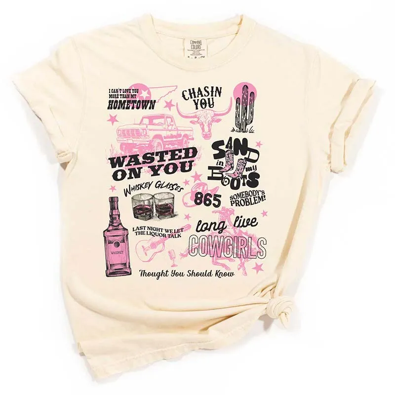 Wasted On You Grid Short Sleeve T-Shirt